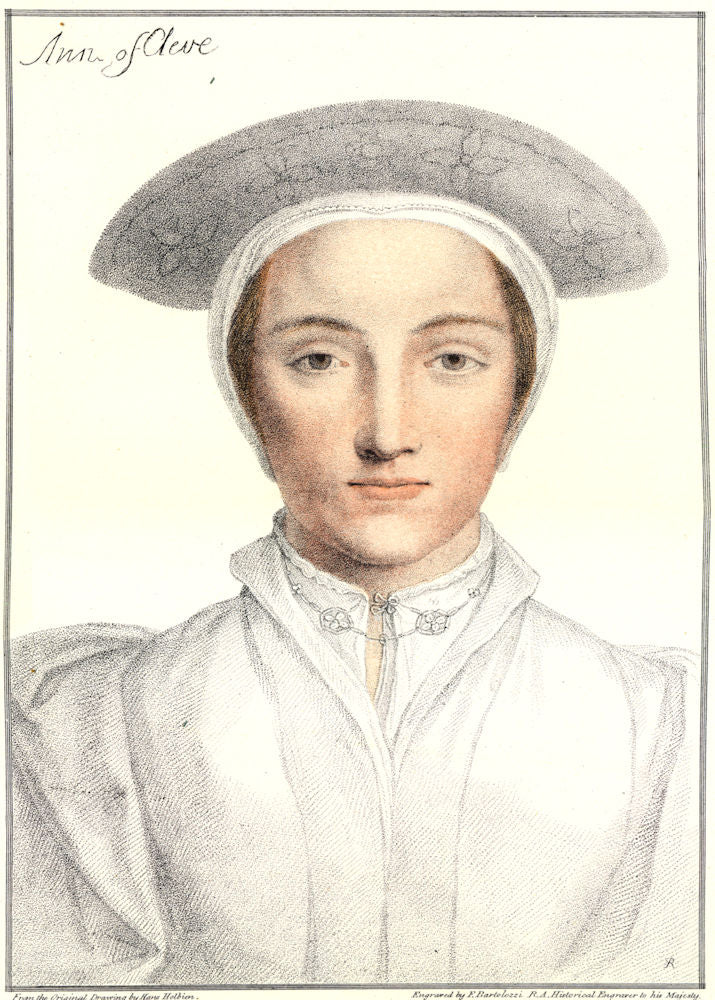 Queen Anne of Cleves by Bartolozzi after Hans Holbein. Henry VIII's court 1884